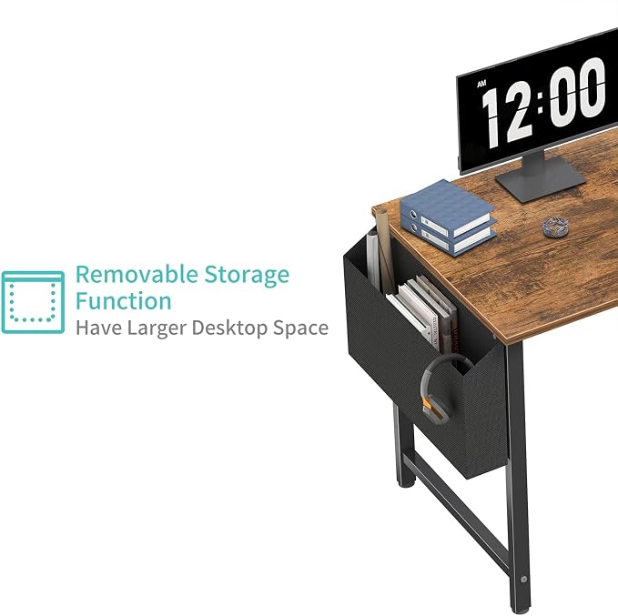 Lufeiya L Shaped Computer Desk with Power Outlet Shelves, 47 Inch Corner Desk for Home Office Bedroom, L-Shaped Study Writing Working PC Desks, Rustic Brown