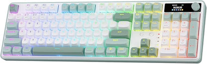 Redragon K761 PRO Wireless 104-Key Gasket Gaming Keyboard, Screen & Knob | Easy-Control LED Info Display, 0-Delay Tri-Mode, Cushioned 5-Layer Noise Dampening for Creamy Thocky Sound, Standard 104 keys