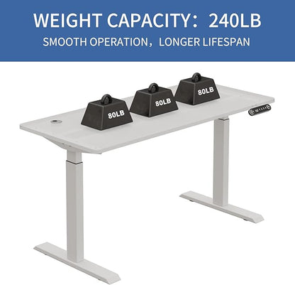 Dual Motor Standing Desk Frame, Electric Adjustable Stand Up Desk Base Workstation for Home and Office, Adjustable Desk Legs for 48'' to 70'' Desk Tops (White Frame only)
