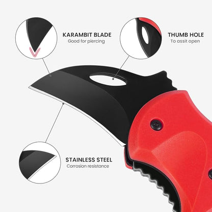 FUNBRO Cool Folding Knife Box Cutter, Edc Knives Tool | Small Pocket Knife for Men with 1.34 Inch Sharp Blade, Great Gift for Women Men (red)