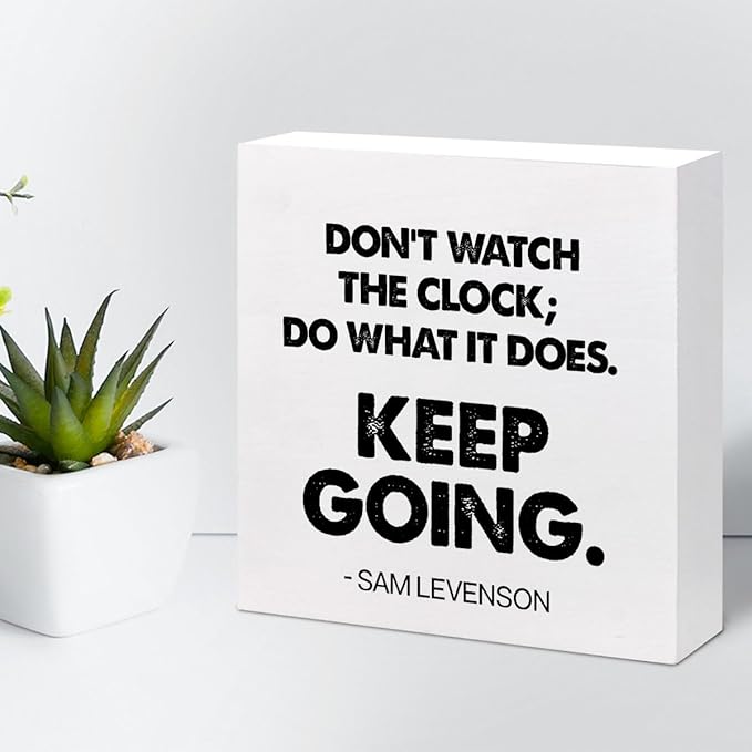 Keep Going Wood Box Signs,Inspirational Quote Wood Plaque Sign Desk Decor,Rustic Motivational Wooden Block Sign Decor for Home Office Shelf Desk Table Decoration C1069