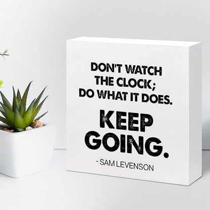 Keep Going Wood Box Signs,Inspirational Quote Wood Plaque Sign Desk Decor,Rustic Motivational Wooden Block Sign Decor for Home Office Shelf Desk Table Decoration C1069