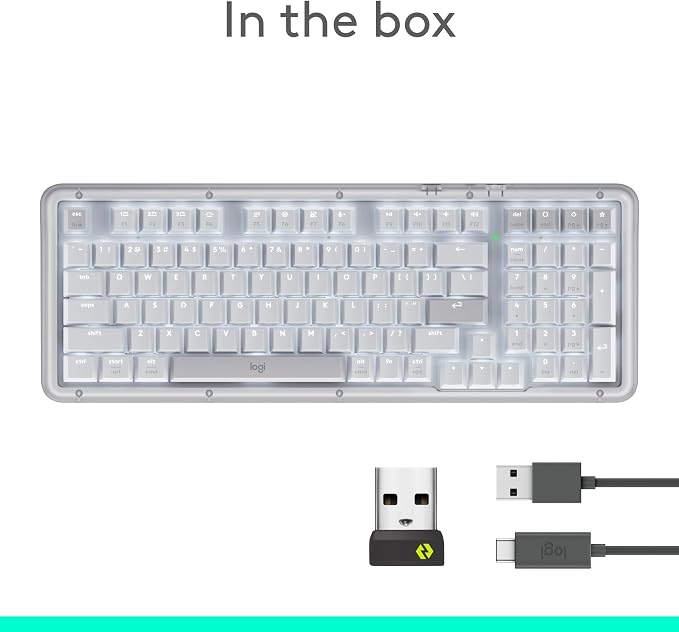 Logitech Alto Keys K98M Wireless Mechanical Gasket Keyboard - Off White | Customizable, clicky, vibration absorbing gasket, white backlit keys, Bluetooth, USB-C charging, for PC, Mac, Laptops