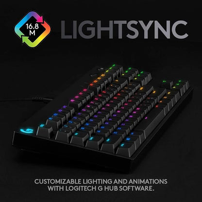 Logitech G PRO Mechanical TKL Tenkeyless Gaming Keyboard (Clicky) - Black | Ultra portable, detachable Micro USB cable, 16.8 million color Lightsync backlit keys