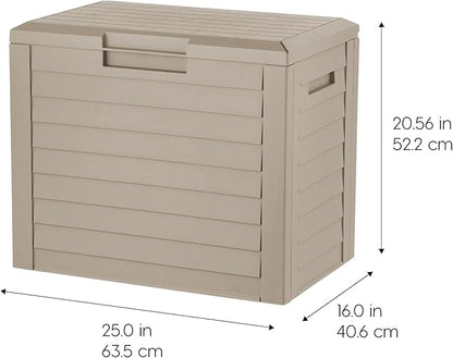 IRIS USA 35-Gallon Outdoor Deck Delivery Storage Box, Lockable & UV-Protected, Weather-Resistant Patio Storage for Cushions, Garden Tools & Packages, Waterproof Resin, Durable & Stylish Design - Beige