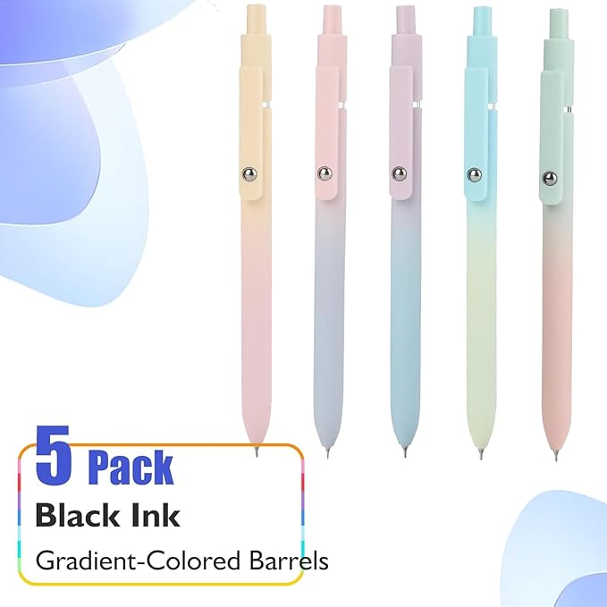 Vanhench 5Pcs Gel Pens, 0.5mm Black Ink Cute Pens for Journaling, Nurse Gifts Accessories for Work, Preppy Stuff & Aesthetic Trendy Stuff, Cool Teen Girl Gifts for 8 9 10 11 12 13 14 Year Old Girl