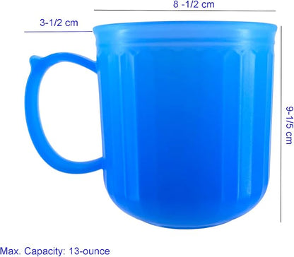 Plastic Coffee Cup with Handle set of 4, 13 oz Iced-Tea Mug Coastal | BPA Free Reusable Food Grade PP, Unbreakable, Dishwasher Safe, Lightweight, Elderly Kid Safe, Kitchen Party Camping Outdoor