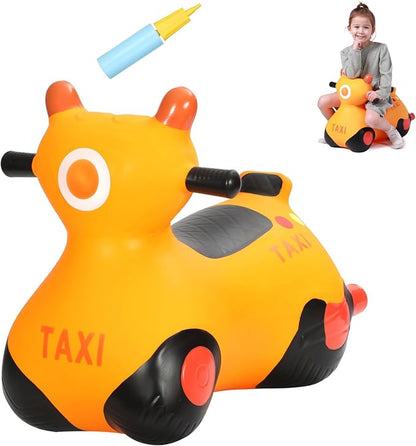 INPANY Kids Bouncy Car Hopper Toys, Toddlers Ride on Car, Inflatable Hopping Toys, Bouncing Buddies, Rubber Bouncer, Outdoor Indoor Birthday Gifts Toy for 2 3 4 Yr Girl Boy, Orange