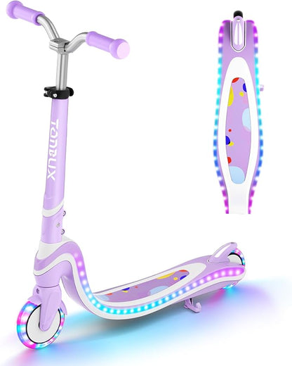 Tonbux Scooter for Kids with Light-Up Wheels & Deck, Adjustable Heights 2 Wheel Kids Scooters for Kids 5-7, Toddler Scooters with 4 Lighting Modes Deck