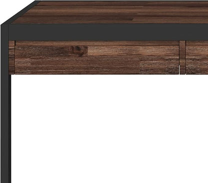 SIMPLIHOME Erina SOLID ACACIA WOOD Modern Industrial 72 Inch Wide Large Desk in Distressed Charcoal Brown, For the Office Desk, Writing Table, Workstation and Study Table