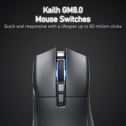 iRocks M31R Wireless Gaming Mouse, Triple Mode 2.4G/ Bluetooth/USB-C Detachable Cable Gaming Mouse, Kailh GM8.0 Mouse Switches, Advanced PixArt PAW3395 Optical Sensor, Up to 26,000 DPI - Black