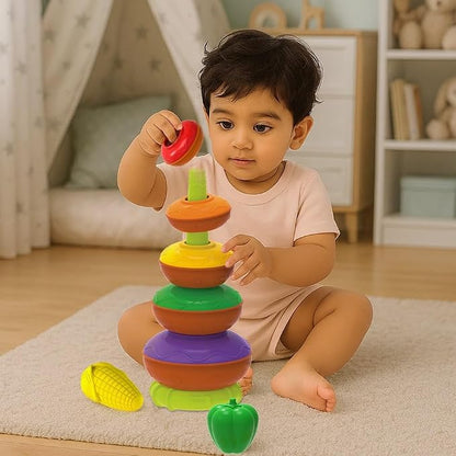 Imagimake Stacking Pots Toys | Leaps & Bounds 6+ Month Old Baby Toy | Learning Toy for Infant & Toddler | 5-in-1 Play & Learn | Stacking, Nesting, Pretend Play | First Birthday Gifts for Girls & Boys