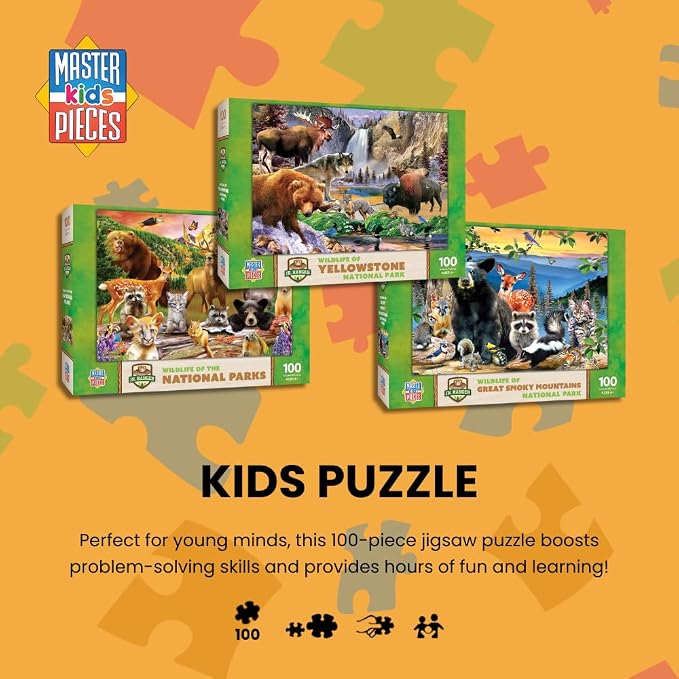 MasterPieces – 100 Piece Jigsaw Puzzle for Kid 6+ Years, Wildlife of Rocky Mountains National Park, Educational and Fun Game, Gift Idea for Children, 19" x 14"