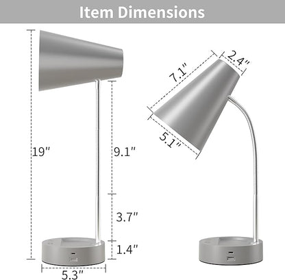 RUNTOP Desk lamp, Eye-Caring Table Lamps, 360°Rotation Gooseneck Lamp Reading Light Portable Reading Book Light, Desk Light, Study Desk Lamps for Bedroom and Office Home Lighting (Gray)