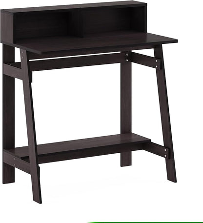 Furinno Simplistic 32-Inch Brown Computer Desk, Small Office Desk, Rectangular Home Office Desk with Shelf, Gaming Desk for Home Office, Bedroom, Study Room, Dark Mocha