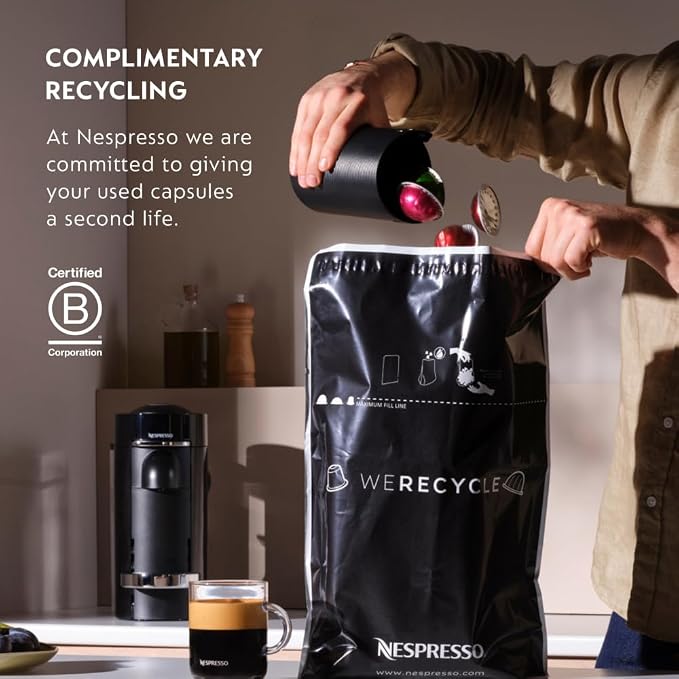 Nespresso Vertuo Pop+ Coffee Machine with Milk Frother, Liquorice Black | Coffee and espresso maker by De'Longhi with compact design. Aeroccino3 frother bundle for hot or cold foam drinks at home.