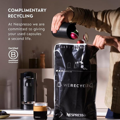 Nespresso Vertuo Next Coffee & Espresso Maker by De'Longhi, Teal | Jade teal coffee machine with slim, sustainable design. Brews 6 cup sizes, espresso to 18 oz., all topped with crema.