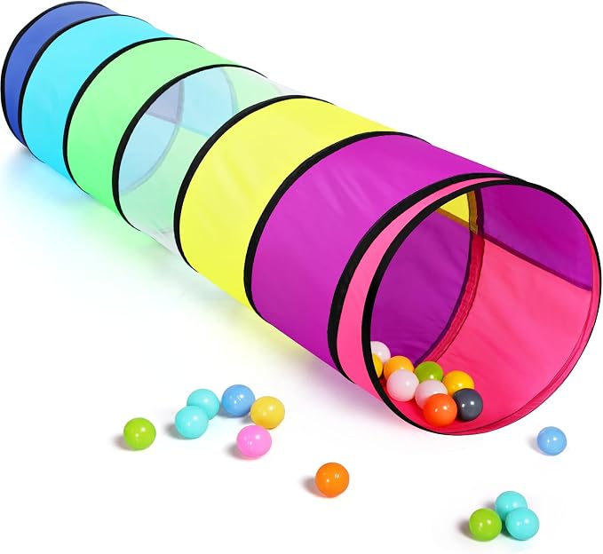 Kids Play Tunnel for Toddlers, Colorful Pop Up Crawl Through Tunnel Play Tent for Baby or Dog Cat Pet with Breathable Mesh, Collapsible Gift for Boy Girl Game Indoor Outdoor Toy