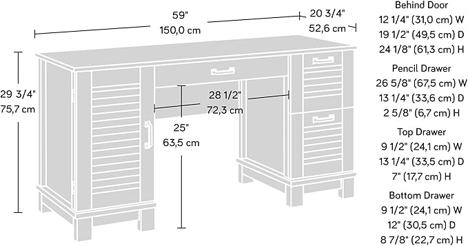 Sauder Garden Villa Desk, L: 59.06" x W: 20.71" x H: 29.80", Orchard Oak Finish