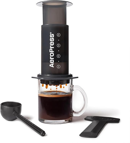 AeroPress Original Coffee Press, French Press, Pour-Over & Espresso Style | All-in-One Manual Coffee Maker, 2-Minute Brew, Less Bitterness, More Flavor, Portable, Travel & Camping