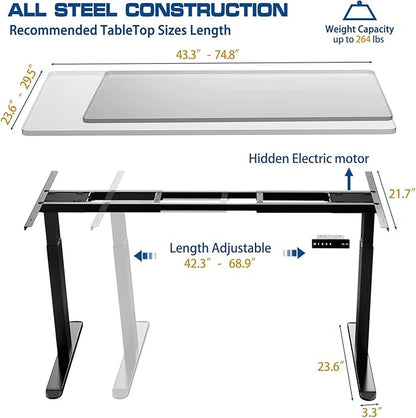 AIMEZO Heavy Duty Standing Desk Frame, Dual Motor Electric Height Adjustable Sit Stand Desk Frame with 4 Memory Preset Button, USB Charging Port for Home Office (2 Tier Legs, Black)