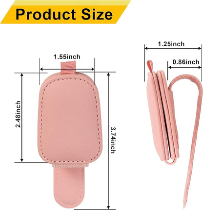 Yuoyar Sunglass Holder for Car, Magnetic Leather Sunglasses Holder and Ticket Card Clip, Car Visor Accessories, 2 Packs (Pink)