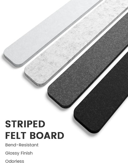 Fluxynara 13" x 2" Felt Wall Panels, Concrete Echo | 5-Pack Cork Board Alternative with 35 Push Pins, Adhesive Mounting for Bedroom Door or Home Office