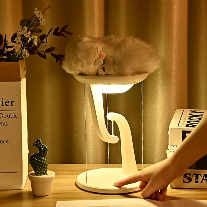 Night Light Wireless Charger Lamp,Ambient Light,LED Desk Lamp with Wireless Charger,Balance Magnetic Suspension Desk Light Creative Fun Bedside Lamp,Anti-Gravity Bedroom Table Lamp 3-Level Brightness