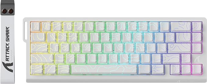 ATTACK SHARK X68HE RT Mechanical Gaming Keyboard 60% Wired TKL-WhiteContour | Adjustable Actuation,Hall Effect Magnetic Switch,8KHz Polling Rate,RGB Backlit,Top Mount,Side Printed Keycap for PC Mac Gamer