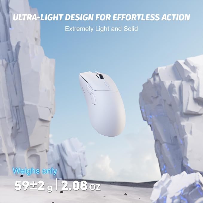 ATTACK SHARK X68 HE 60% Wired RT 8K Keyboard and Wireless R1 Mouse-White | Adjustable Actuation,Hall Effect Mechanical Magnetic Switch,Coiled Cable,USB C/2.4Ghz/BT Ultralight 18K DPI Mice for PC Gamer