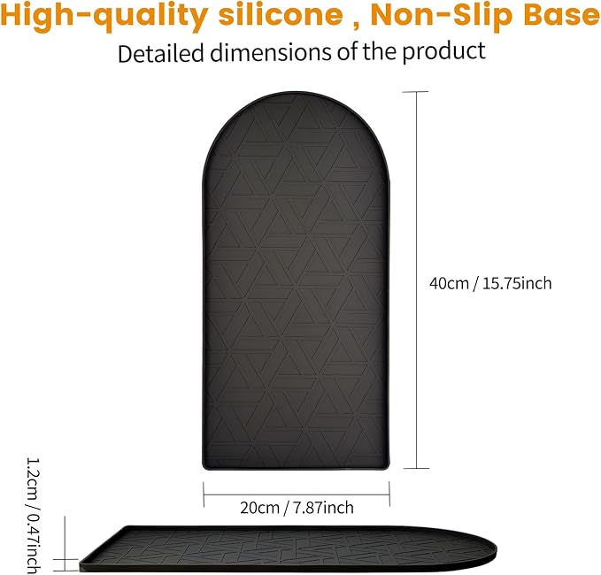 Silicone Coffee Mat,15.8"x7.9" Coffee Bar Mats for Countertop,Espresso Mat, Silicone Heat Resistant Mat for Espresso Machine/Coffee Maker（Black）