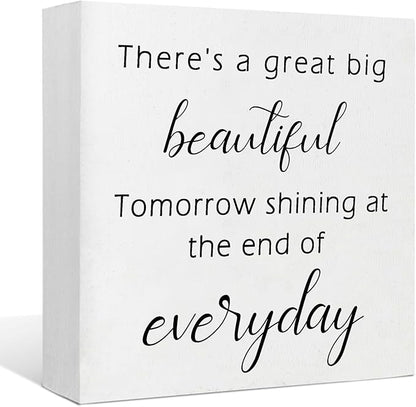 Office Desk Decor Funny Signs Funny Office Decor There's a Great Big Beautiful Tomorrow Wood Signs Home Decor Office Decorations for Work Farmhouse Office Decor Funny Home Decor Gifts (5x5inch)
