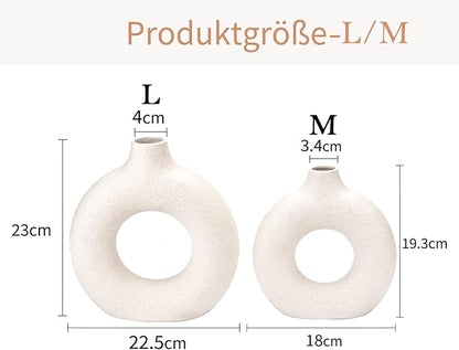 CEMABT Vases for Pampas Grass,2PC Creative Vase Modern Home Decor,Handmade Vase White Ceramic Dried Flowers Crafts Ornaments for Office Home Deco Decoration,Vase Beige