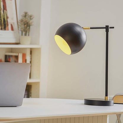 Globe Electric Novogratz x 65785 Charlotte 18" Table Lamp, Matte Black, Brass Accents
