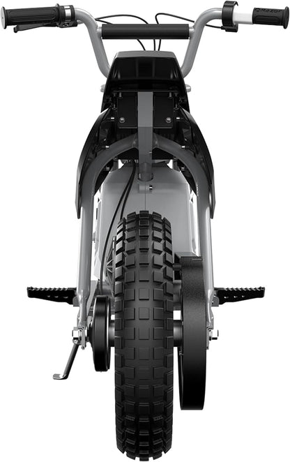 Razor MX400 Dirt Rocket Electric Bike for Kids Ages 8+, 140 lb Max Weight, Black – 24V Battery, Up to 14 Mph, 30-Min Ride Time on High Speed, Twist-Grip Throttle, Spoked Wheels w/ 12” Pneumatic Tires