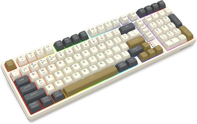 Redragon K528 Wireless Gaming Keyboard Bluetooth Computer Keyboards Creamy Cute with Number Pad RGB Backlit Tri-Mode BT/2.4GHz/USB-C, 4000mAh Battery for Win/MAC- Dusty Olive