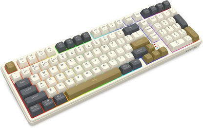 Redragon K528 Wireless Gaming Keyboard Bluetooth Computer Keyboards Creamy Cute with Number Pad RGB Backlit Tri-Mode BT/2.4GHz/USB-C, 4000mAh Battery for Win/MAC- Dusty Olive