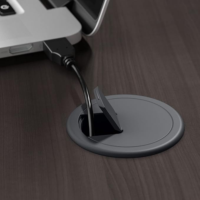 Bush Furniture Cabot L Shaped Computer Desk in Heather Gray | Corner Table with Drawers for Home Office
