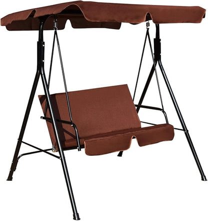 Tangkula 2 Person Porch Swing, Outdoor Swing with Removable Cushions, Solid Steel Structure, Patio Swing with Adjustable Canopy for Porch, Backyard, Garden, Balcony