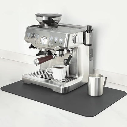 Mimore Coffee Mat - 16x24 Inch Grey Countertop Mat - Absorbent, Hides Stains, Rubber Backed - Dish Drying Mat Fits Under Coffee Maker, Espresso Machine