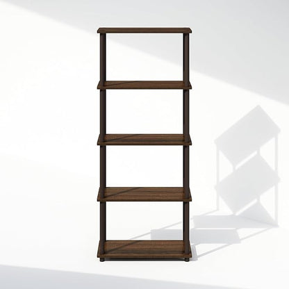 Furinno Turn-N-Tube 5-Tier Multipurpose Compact Display Rack, Shelving Unit, Bookcase, Walnut/Brown