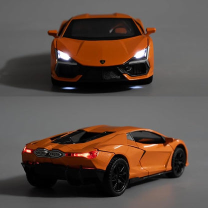 BDTCTK 1/32 Comapatible for Lamborghini ‌Aventador LP700-4 Model Car, Zinc Alloy Diecast Pull Back Toy Cars with Sounds and Lights Vehicles for Kids Boy Girl Gift (Orange)