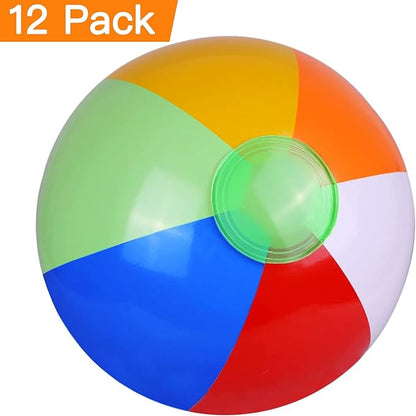 SYZ 12" Beach Balls Bulk - Inflatable Swimming Pool Toys for Kids Birthday Party Supplies Favors Luau Decorations - Blow Up Classic Rainbow Color Beachball Summer Water Games Fun Gifts (12 Pack)