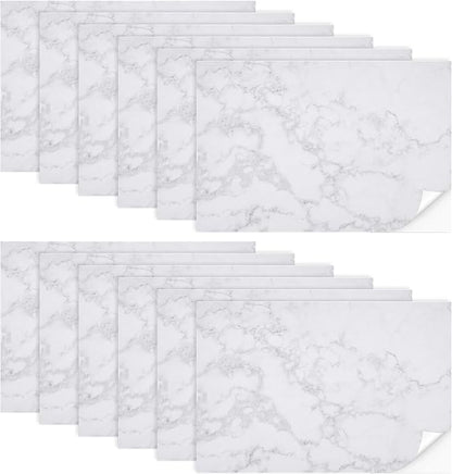 Flutesan 12 Pcs Miniature Dollhouse Wallpaper and Flooring Peel and Stick Mini DIY Self Adhesive Dollhouse Accessories 8.27 x 11.69 Inch (Marble Pattern Style)