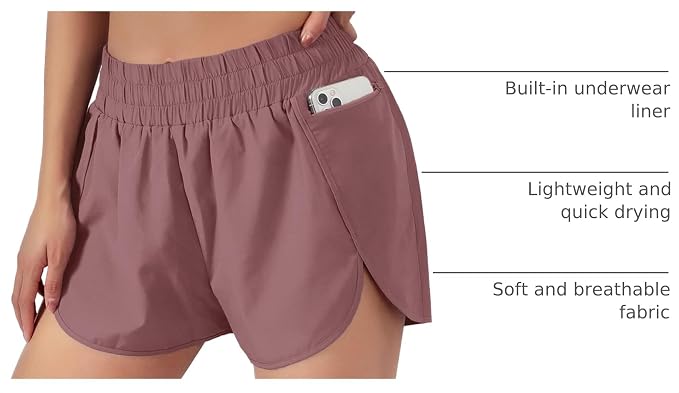 Blooming Jelly Women's Quick-Dry Running Shorts Workout Sport Layer Active Shorts with Pockets 1.75"