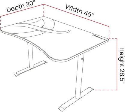 Arozzi Arena Fratello Curved Gaming and Office Desk with Full Surface Water Resistant Desk Mat Custom Monitor Mount Cable Management Cut Outs Under The Desk Cable Management Netting - Dark Grey