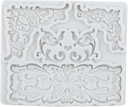 Baroque Curlicues Scroll Lace Silicone Molds Scroll Relief Flower Lace Filigree Polymer Clay Mold for DIY Crafts Epoxy Resin Casting Air Dry Polymer Clay Plaster Jewelry Making
