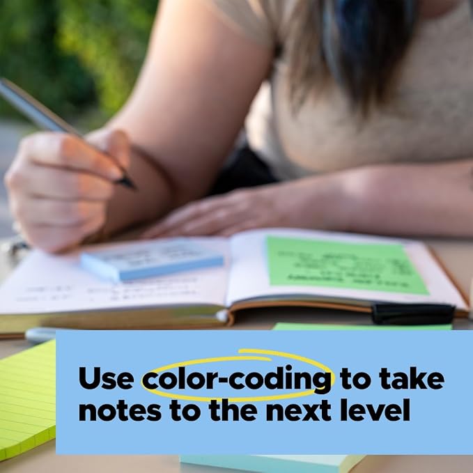 Post-it 100% Recycled Super Sticky Notes, 3 x 3 in, Pastels, 12 Pads | School Supplies and Office Products, 2X the Sticking Power