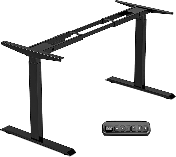 Heavy-Duty Dual Motor Standing Desk Frame Adjustable Height Sit Stand Desk Leg for Home and Office DIY (Black Frame Only)