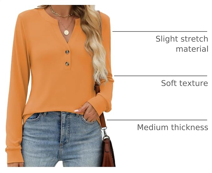 ANRABESS Women's Long Sleeve Shirts 2026 Spring Fashion Dressy Casual Tops Trendy Henley Blouses Cute Work Outfits Clothes
